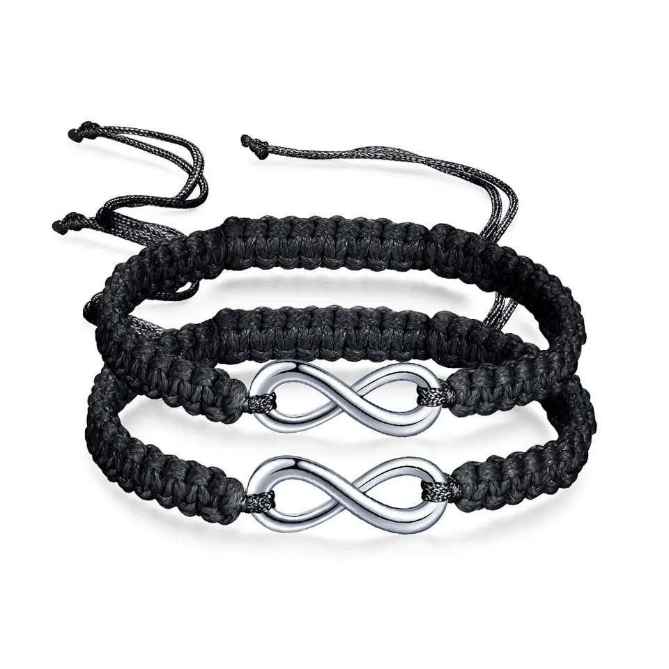 Infinionly Fashion bracciale intrecciato nero infinito 17-28 cm