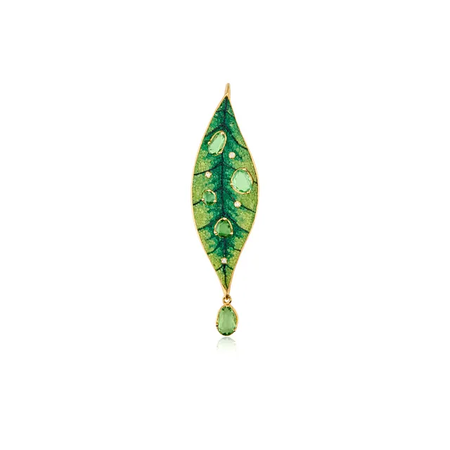 Le Sibille Leaf Pendant ciondolo oro diamanti tormaline