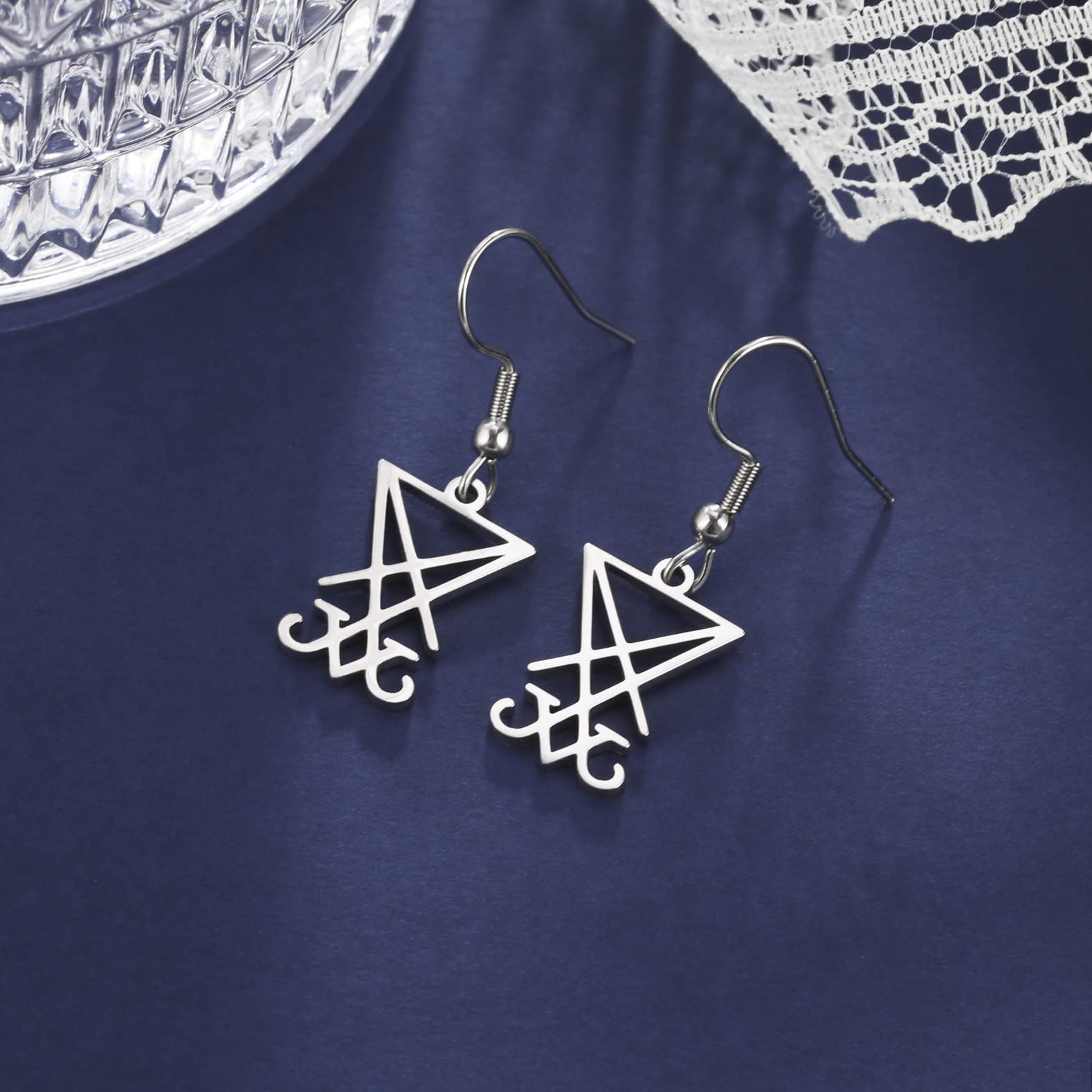 EUEAVAN Earrings Orecchini Lucifero Argento Acciaio
