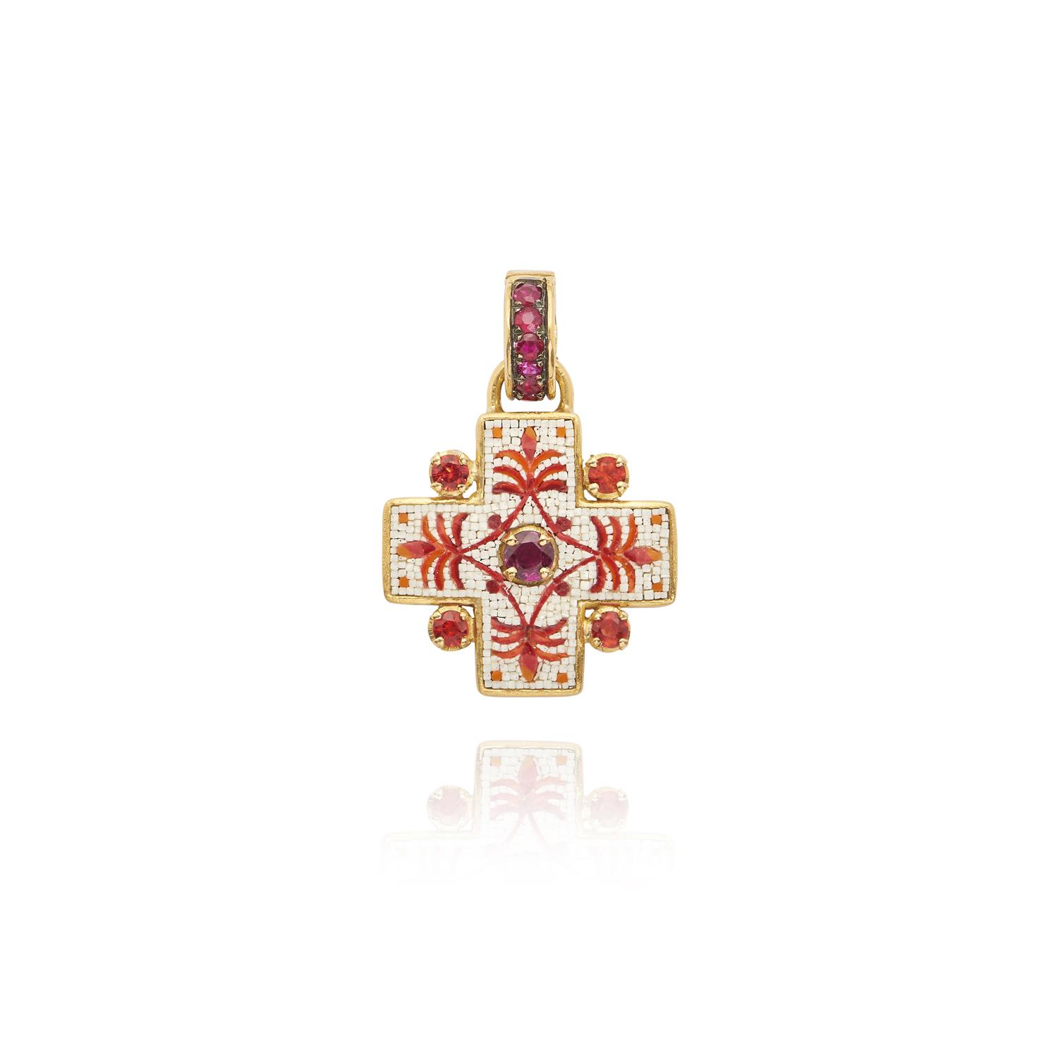 Le Sibille Palmira Pendant pendente oro 18kt rubini zaffiri