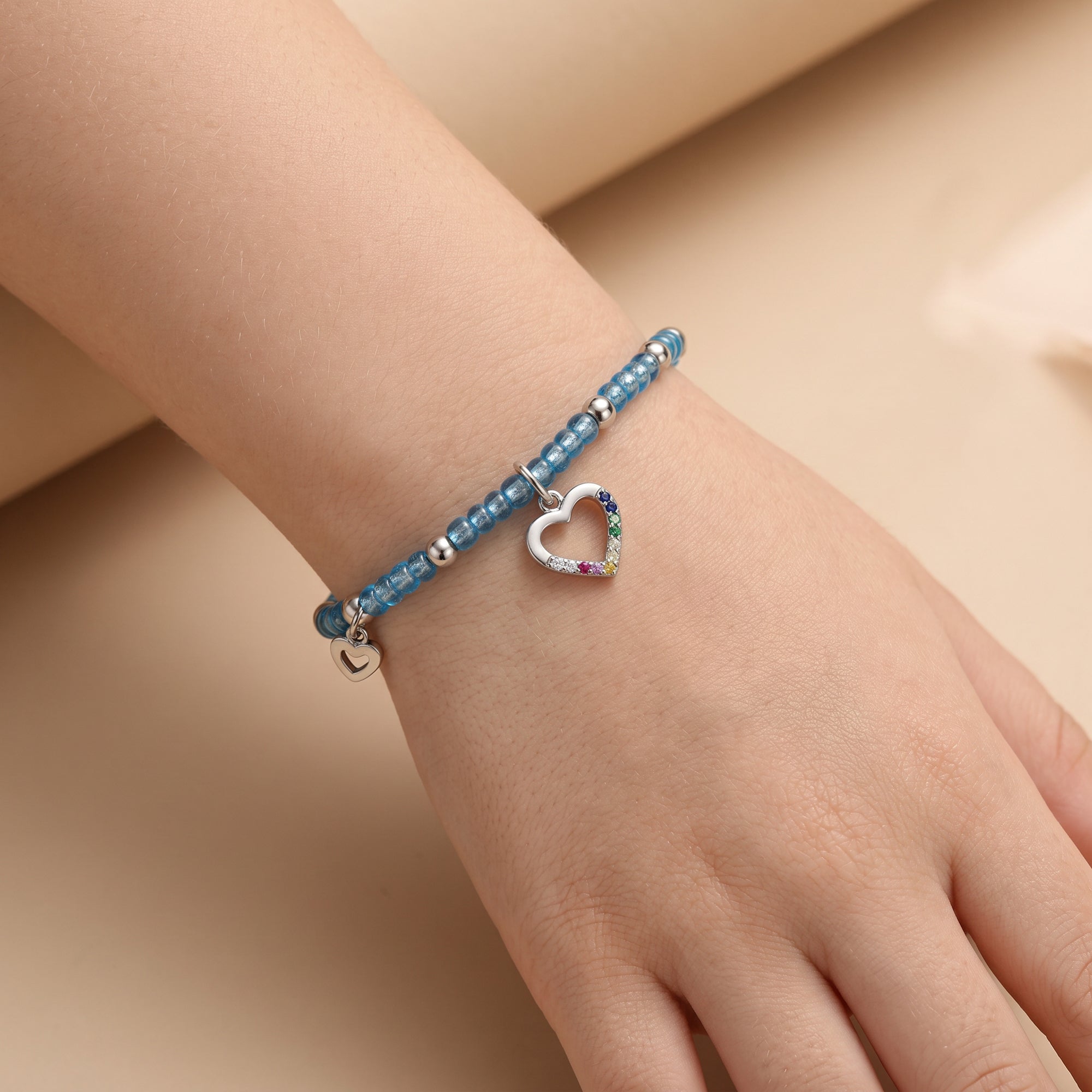 Engelsrufer Kinder bracciale acciaio cuore zirconi multicolor