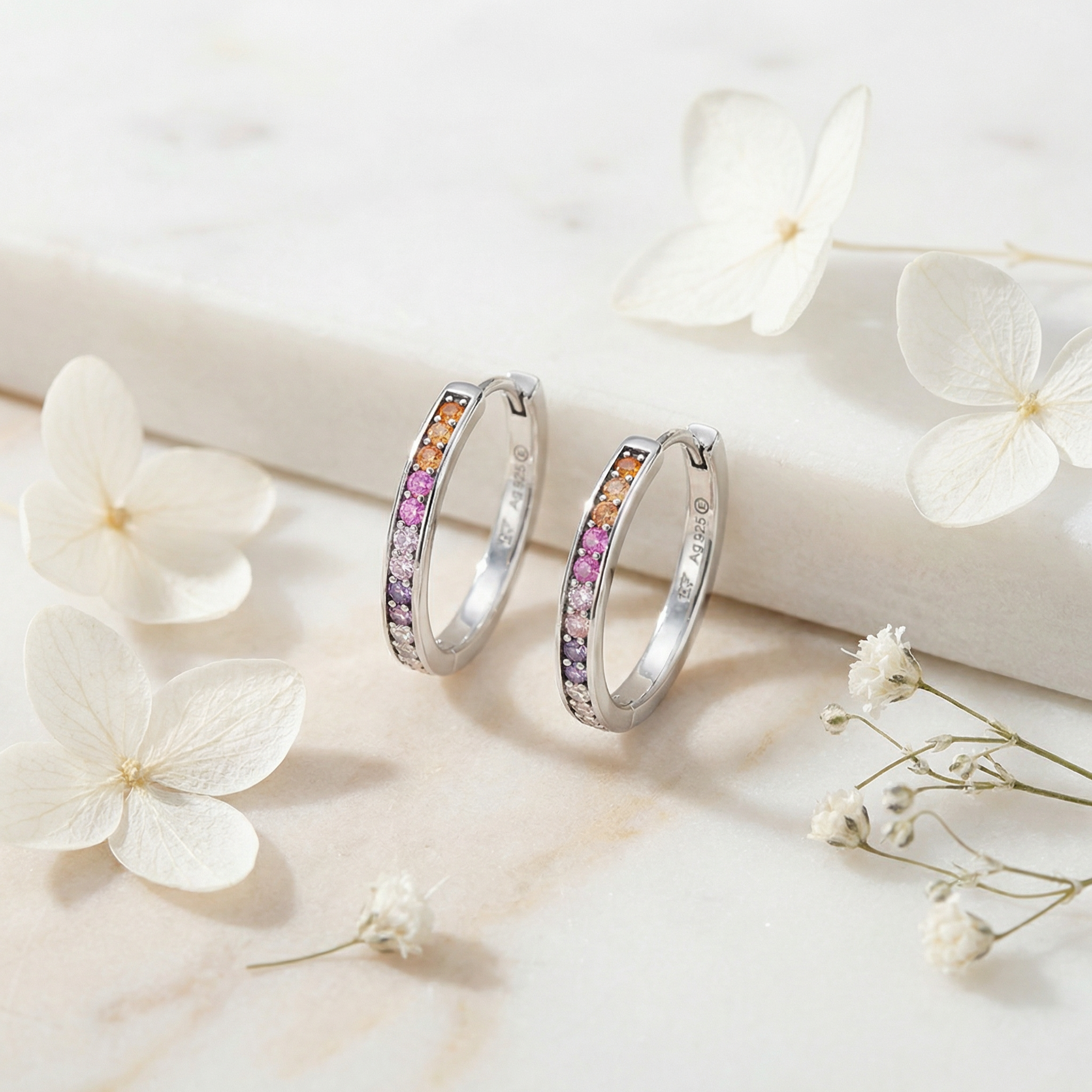 Engelsrufer Creole Orecchini Argento Arcobaleno Zirconia