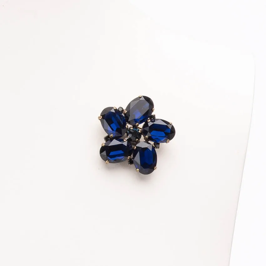 Chic Ad Hoc Spilla fiore cristallo blu scuro