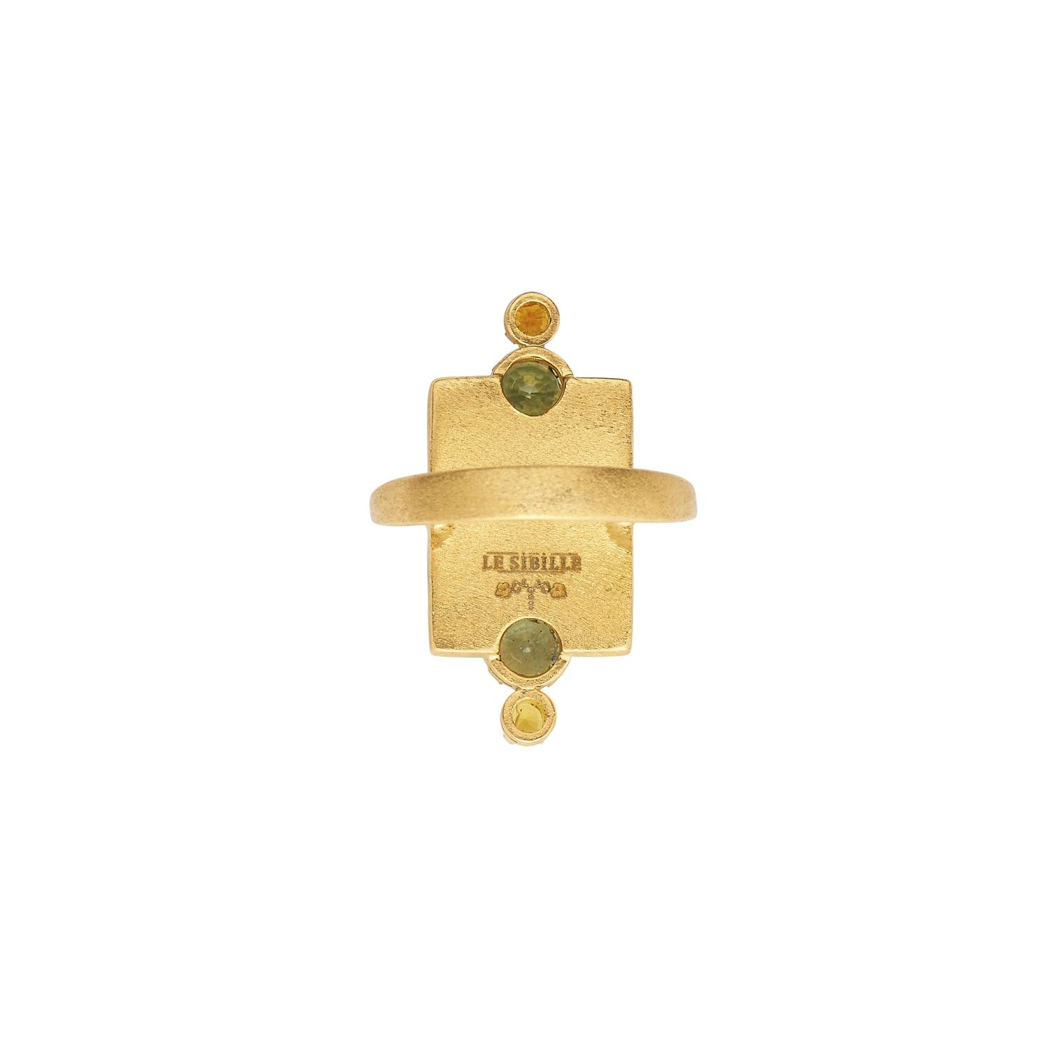 Le Sibille Marghe Anello oro zaffiri verdi gialli