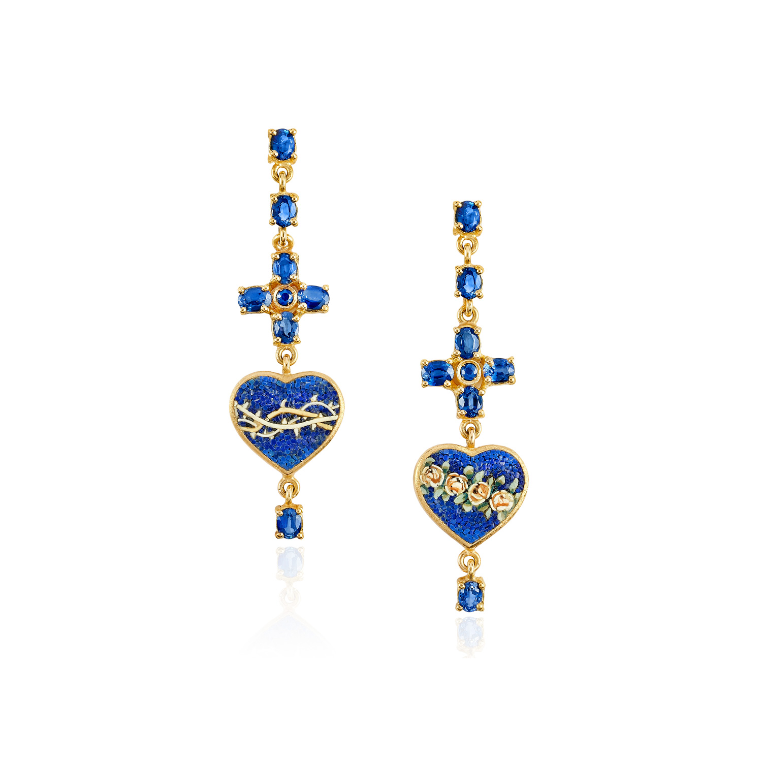 Le Sibille Blue Heart orecchini oro 18kt zaffiri blu 3,20 ct