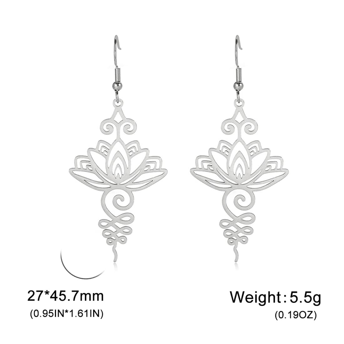 EUEAVAN Earrings orecchini pendenti loto yoga argento