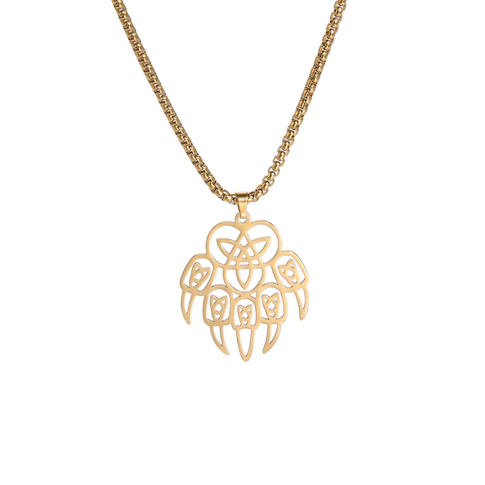EUEAVAN Necklaces collana artiglio orso acciaio argento 60 cm