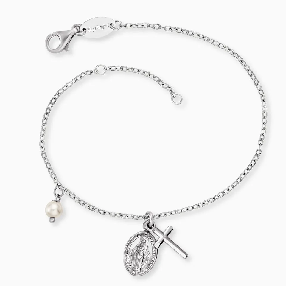 Engelsrufer Maria Bracciale Argento 925 Croce con Perla