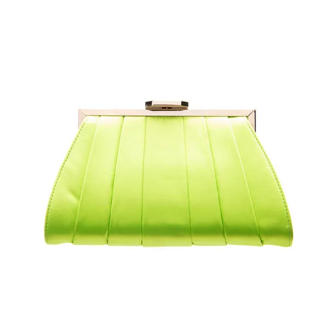Chic Ad Hoc Pochette Plissettata Clutch Verde Mela Chiusura Gioiello