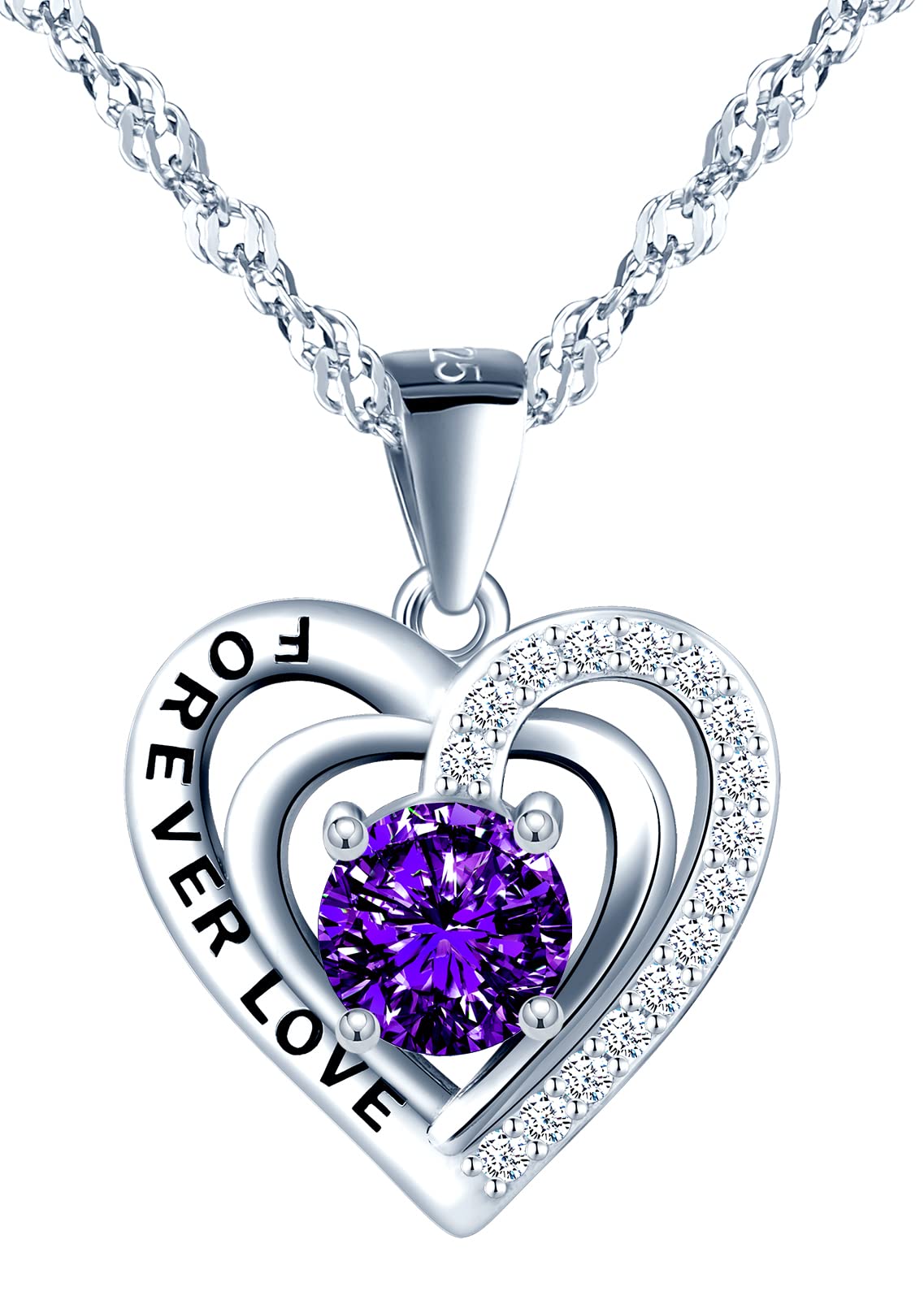 INFINIONLY Fashion collana cuore azzurro argento 925 45cm