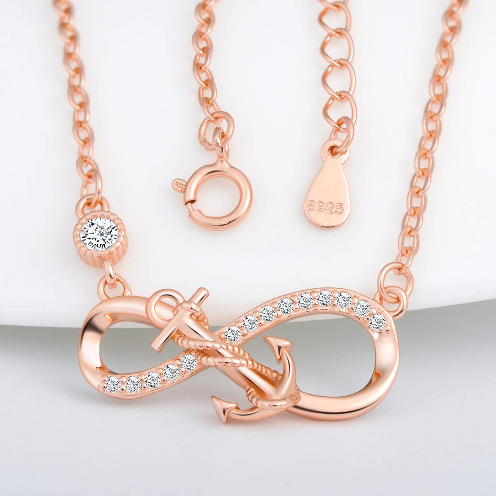 Infinionly Fashion collana oro rosa ancora infinito 925