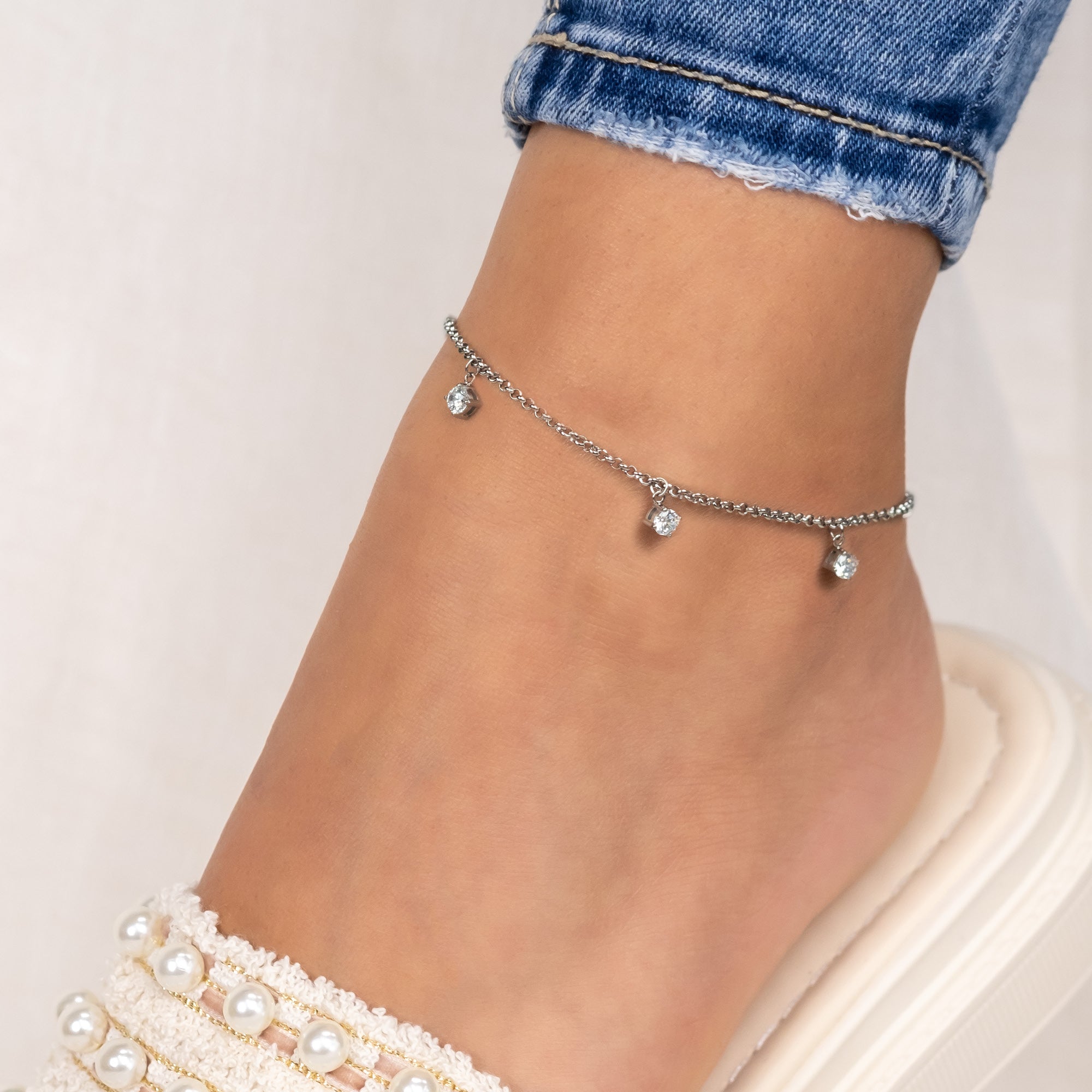 Engelsrufer Shiny Cavigliera Acciaio con Zirconia
