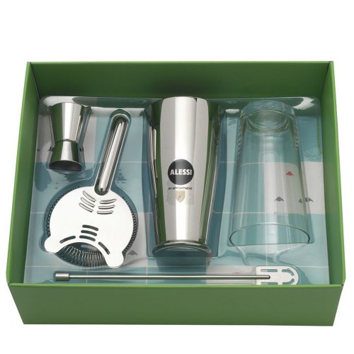 Alessi Il Bar 5050SET Set Cocktail 4 Pezzi Acciaio Vetro