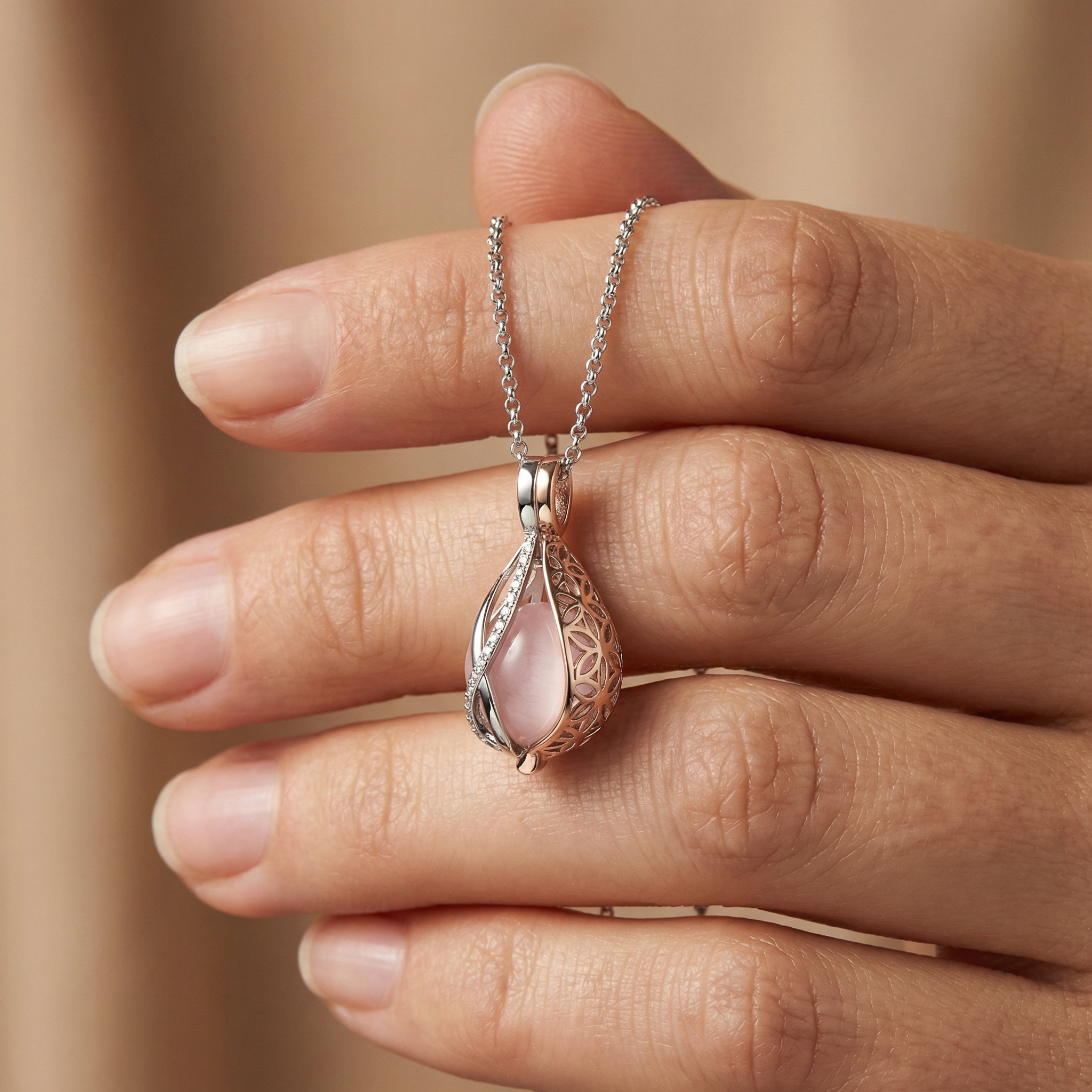 Engelsrufer Himmelsträne Bicolor collana argento quarzo rosa