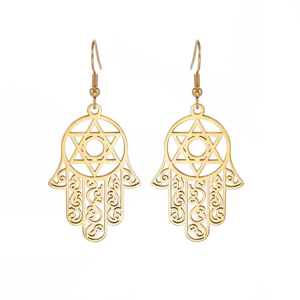 EUEAVAN Earrings Orecchini Hamsa oro amuleto protezione