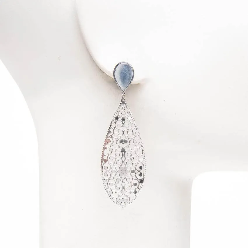 Chic Ad Hoc Orecchini perno goccia argento azzurro