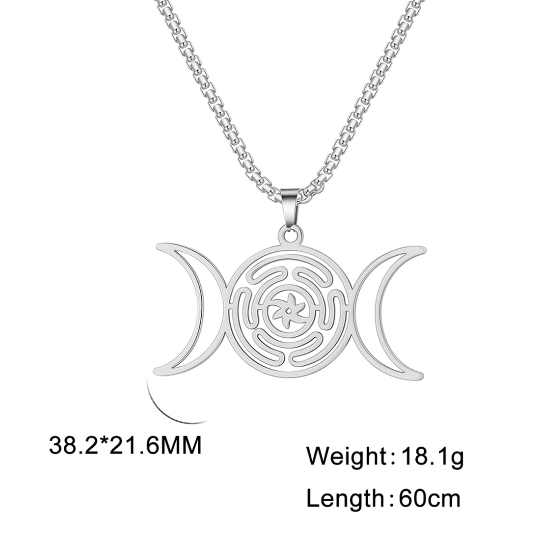 EUEAVAN collana ruota di Ecate argento amuleto wiccan