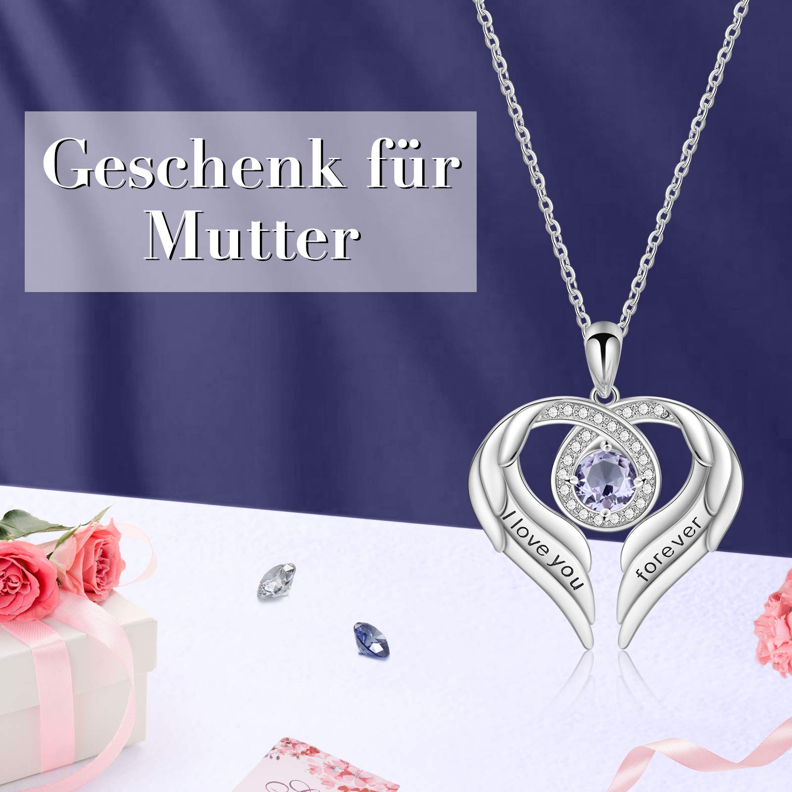 Jessemade Ala Collana Argento 925 Cuore Love You Forever