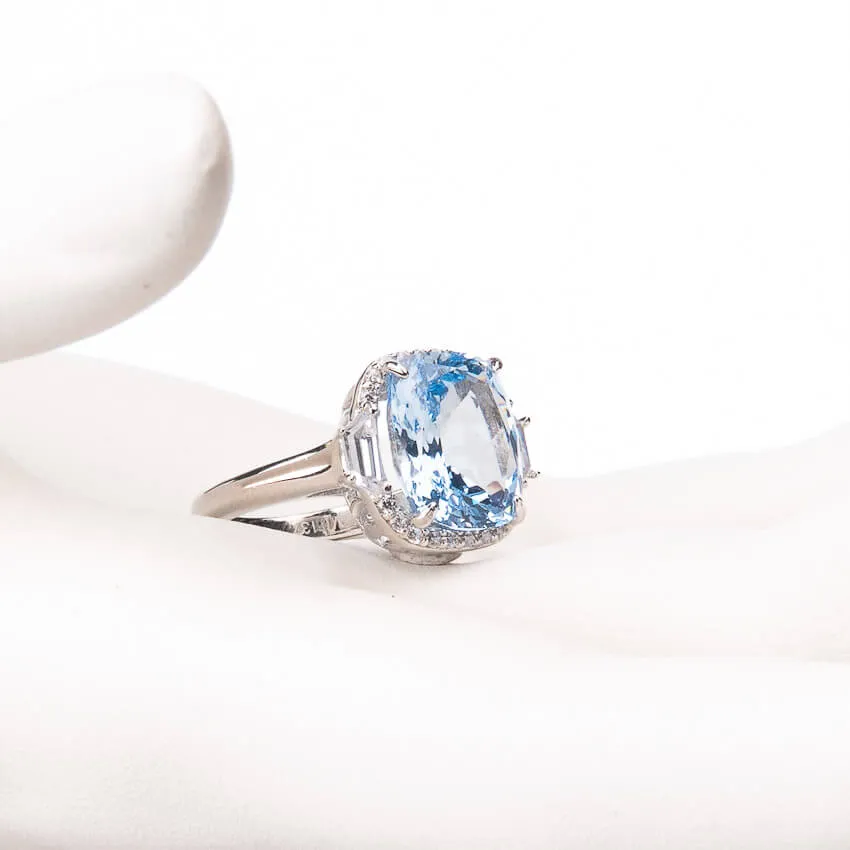 Chic Ad Hoc Anello argento spinello acquamarina