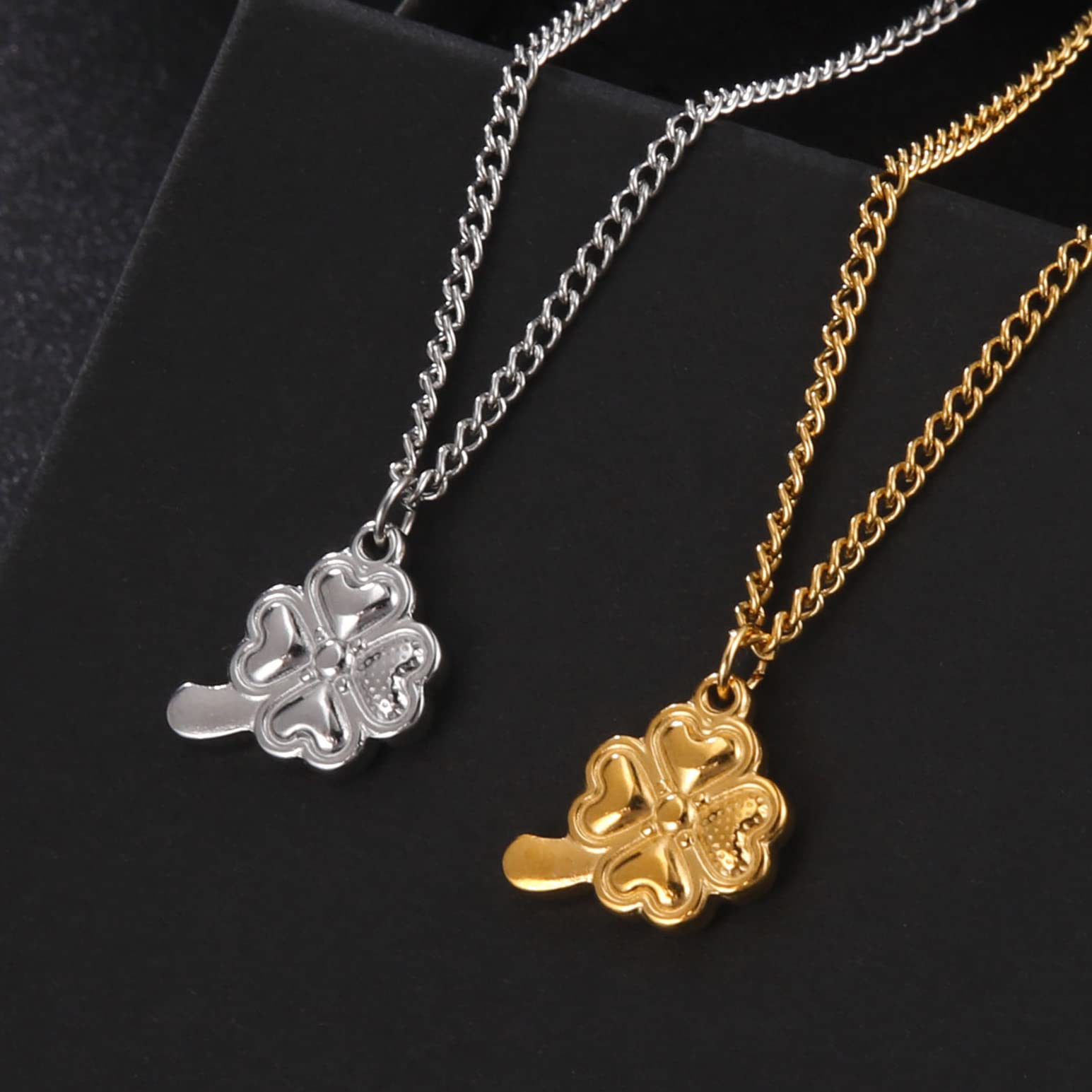 EUEAVAN Necklaces Collana Quadrifoglio Argento Amuleto