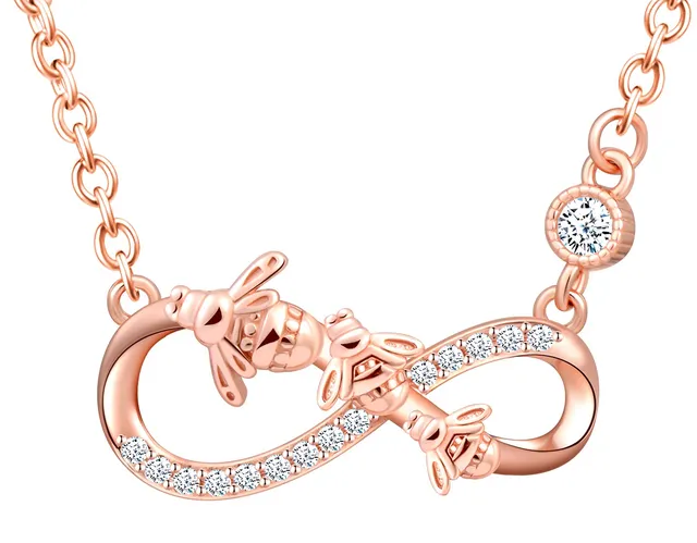 INFINIONLY Collana infinito ape argento 925 oro rosa