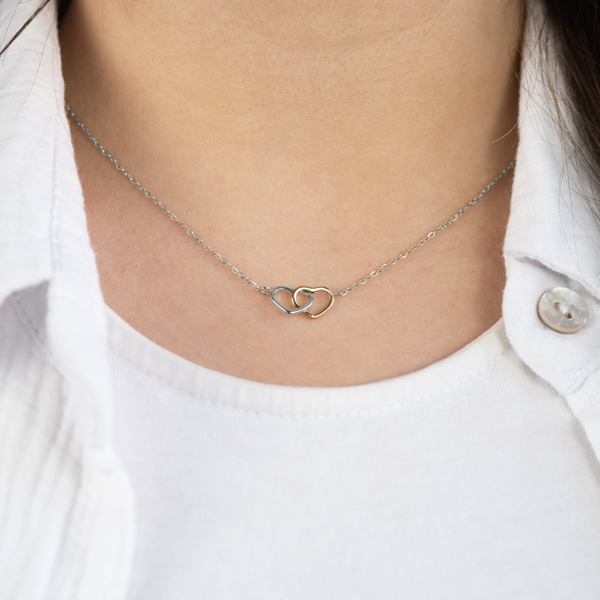 MySteel by Engelsrufer Neverending Collana Bicolor 2 Cuori