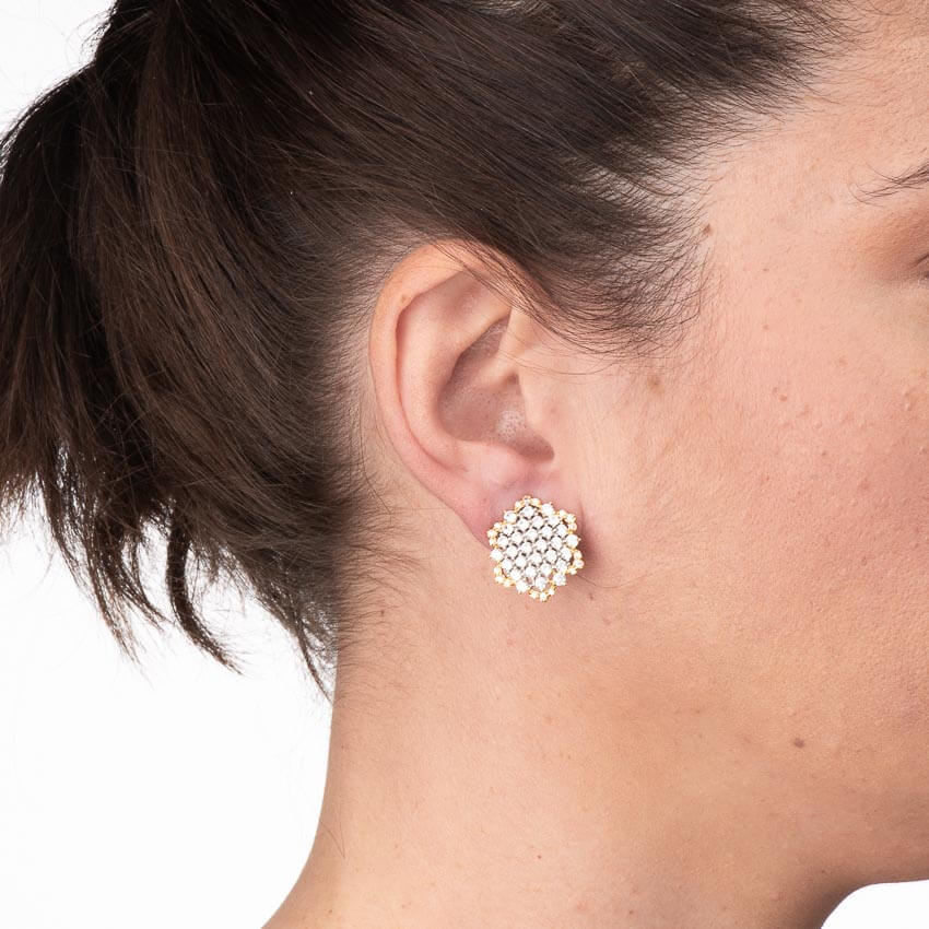 Chic Ad Hoc Orecchini Clip Merletto Orecchini Oro Argento Zirconi
