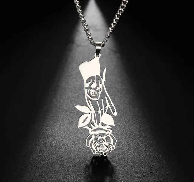 EUEAVAN Necklaces collana teschio rosa gotica girocollo