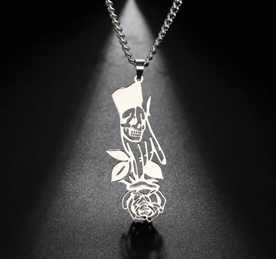 EUEAVAN Necklaces collana teschio rosa gotica girocollo