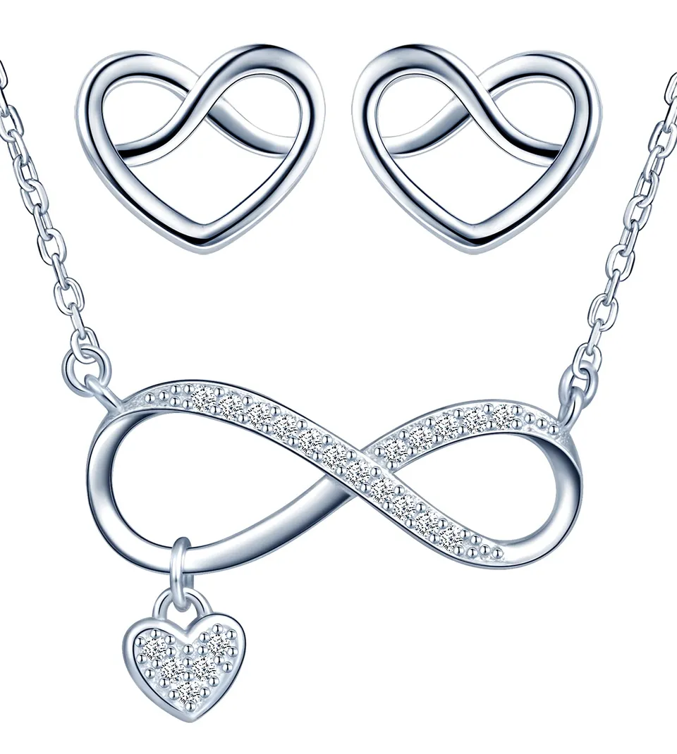 INFINIONLY Fashion Necklaces parure collana argento 925 cuore A-silver