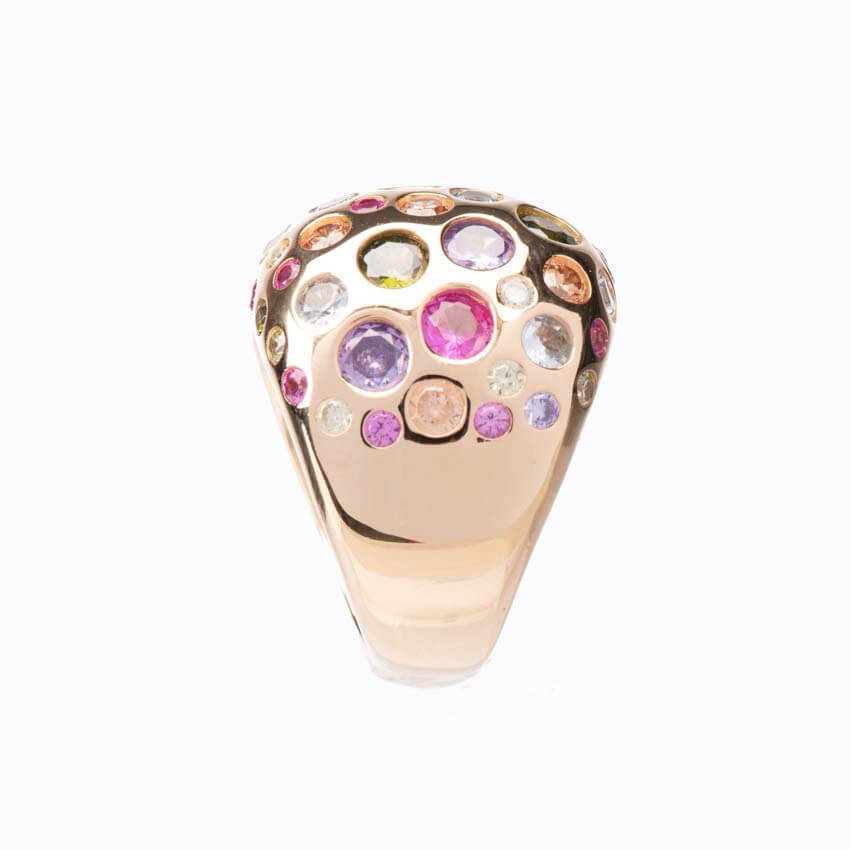 Chic Ad Hoc Anelli anello fascia bombata zirconi multicolor