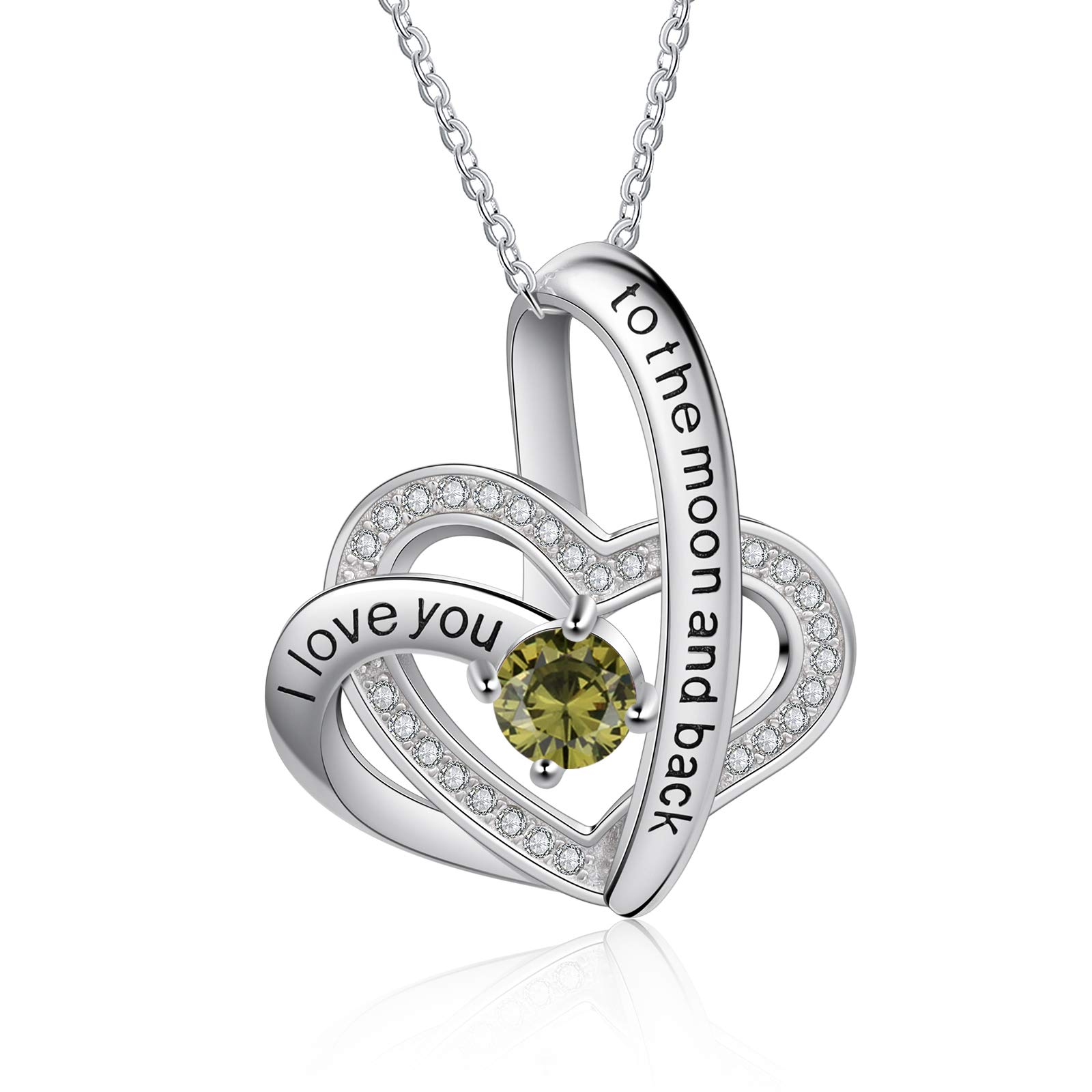 Jessemade Cuore Collana Argento 925 Birthstone Zirconi