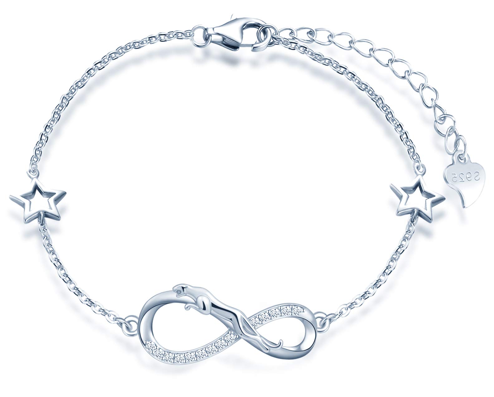 INFINIONLY Fashion Bracelets A-cuore bracciale argento leopardo cuore