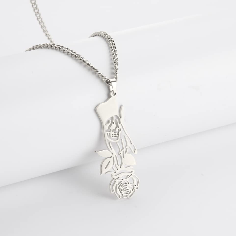 EUEAVAN Necklaces collana teschio rosa gotica girocollo