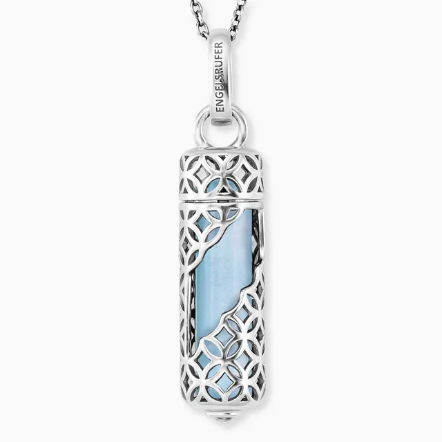 Engelsrufer Powerful Stone collana agata blu argento M
