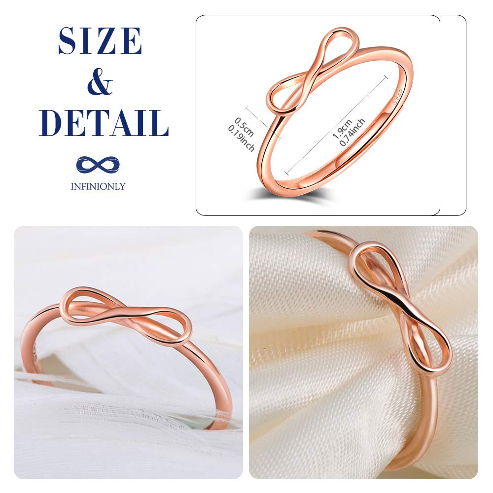INFINIONLY Fashion Rings anello infinito argento 925 misura regolabile