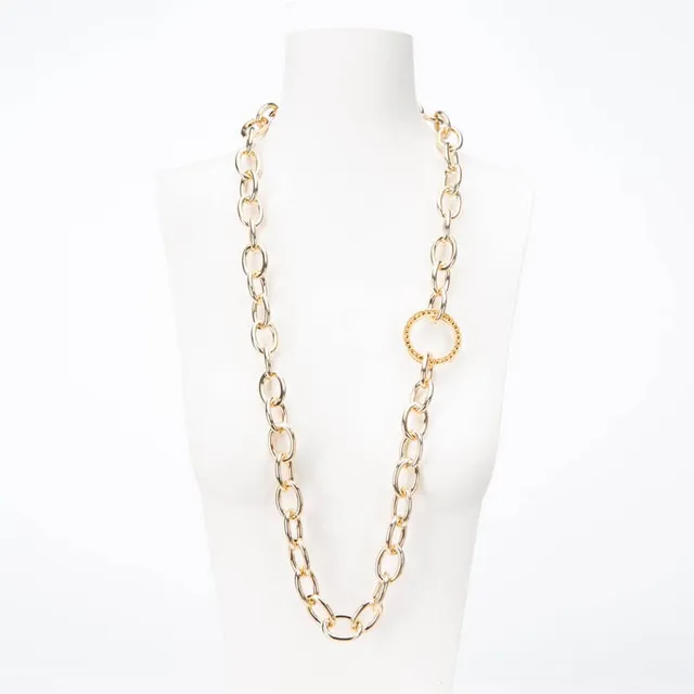 Chic Ad Hoc Collane lunga catena oro anelli ovali