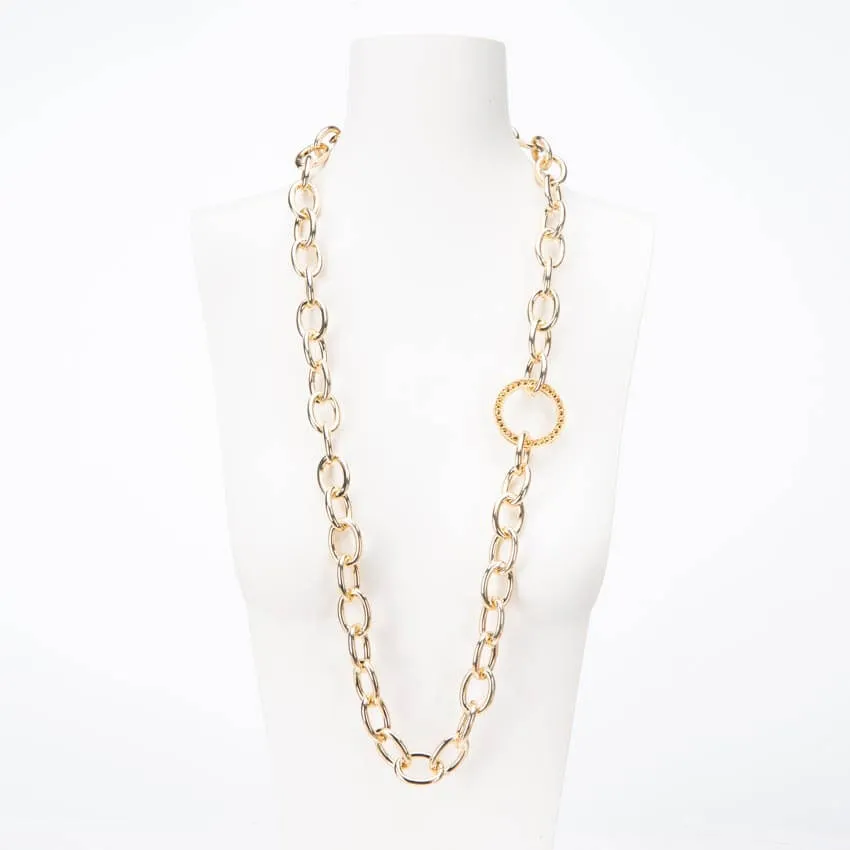 Chic Ad Hoc Collane lunga catena oro anelli ovali