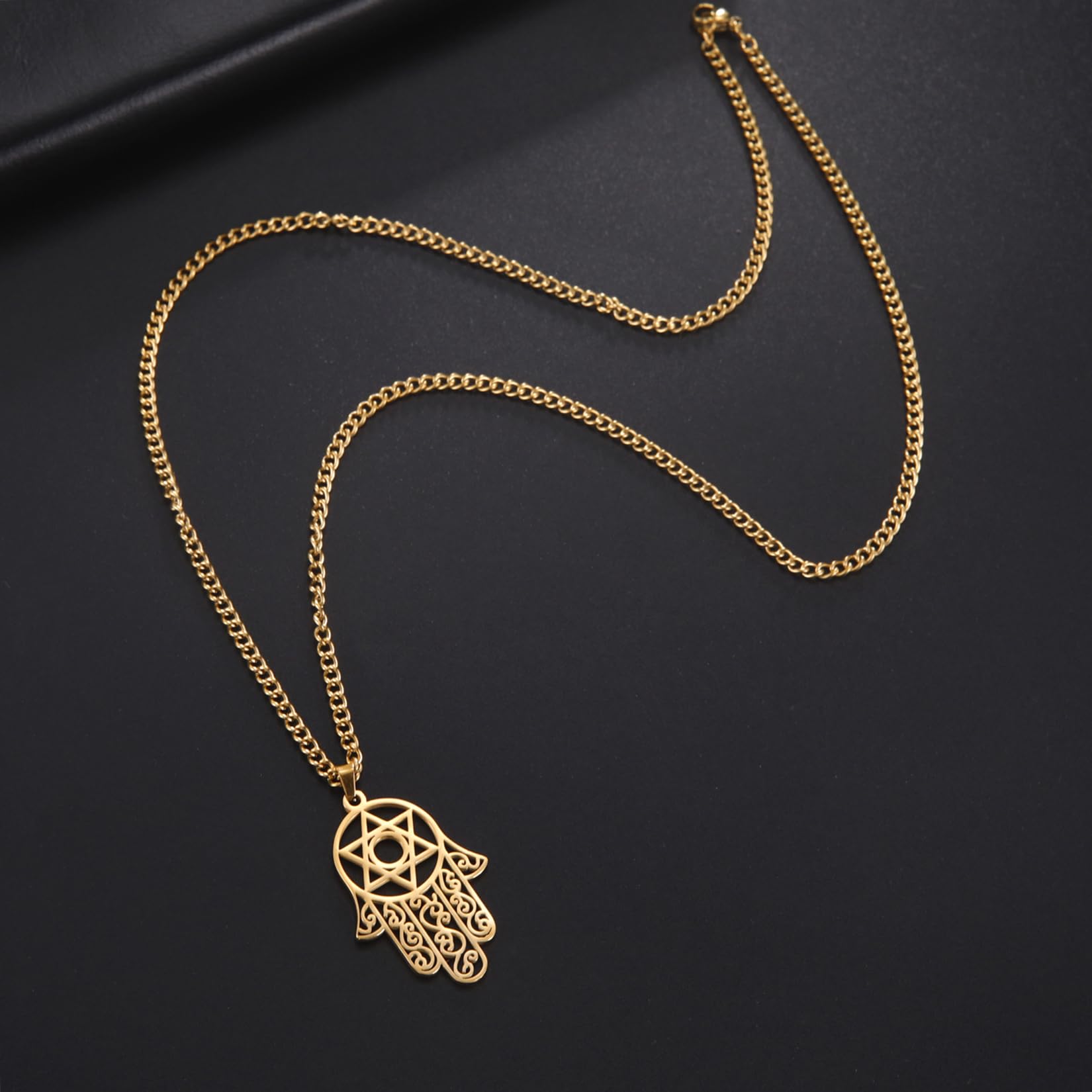 EUEAVAN Hamsa Mano di Fatima Collana Oro Stella di Davide Protezione