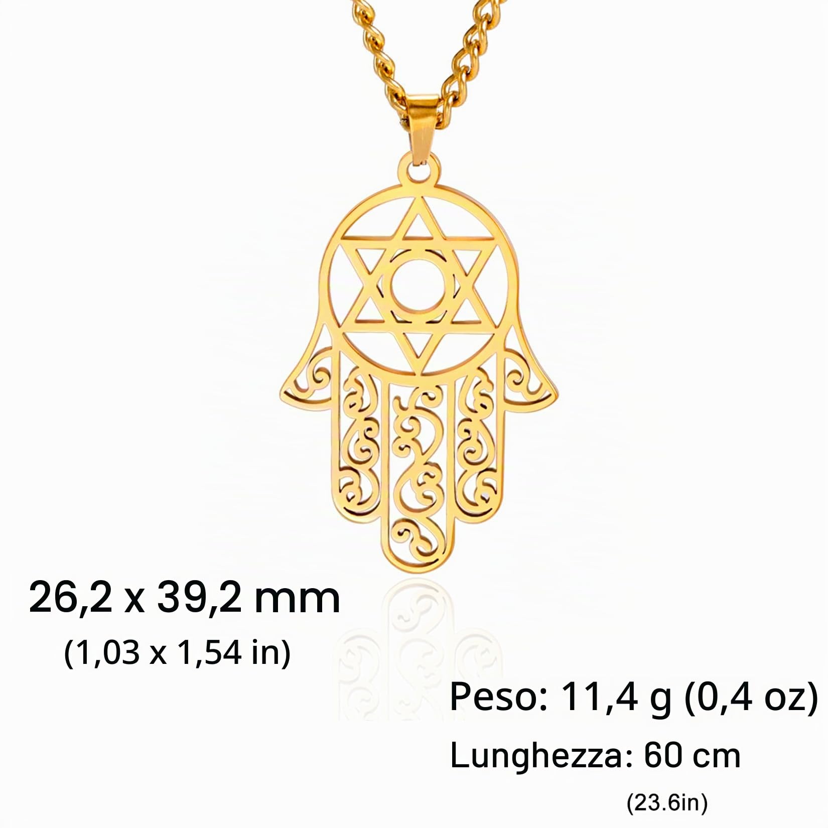 EUEAVAN Hamsa Mano di Fatima Collana Oro Stella di Davide Protezione