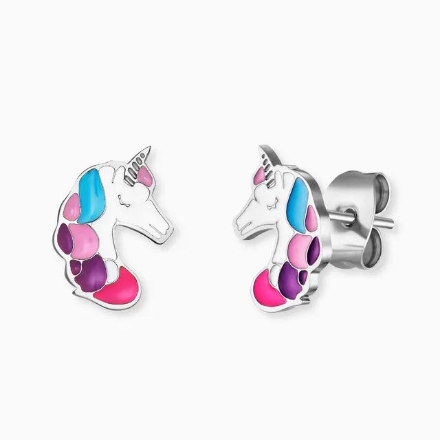 Engelsrufer Kinder Orecchini Acciaio Unicorno Smalto