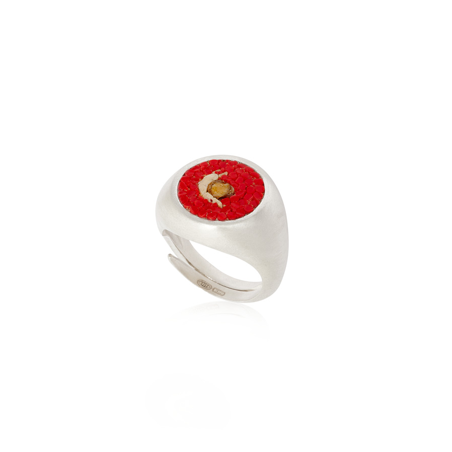 Le Sibille Lumaca anello argento 925 regolabile mosaico