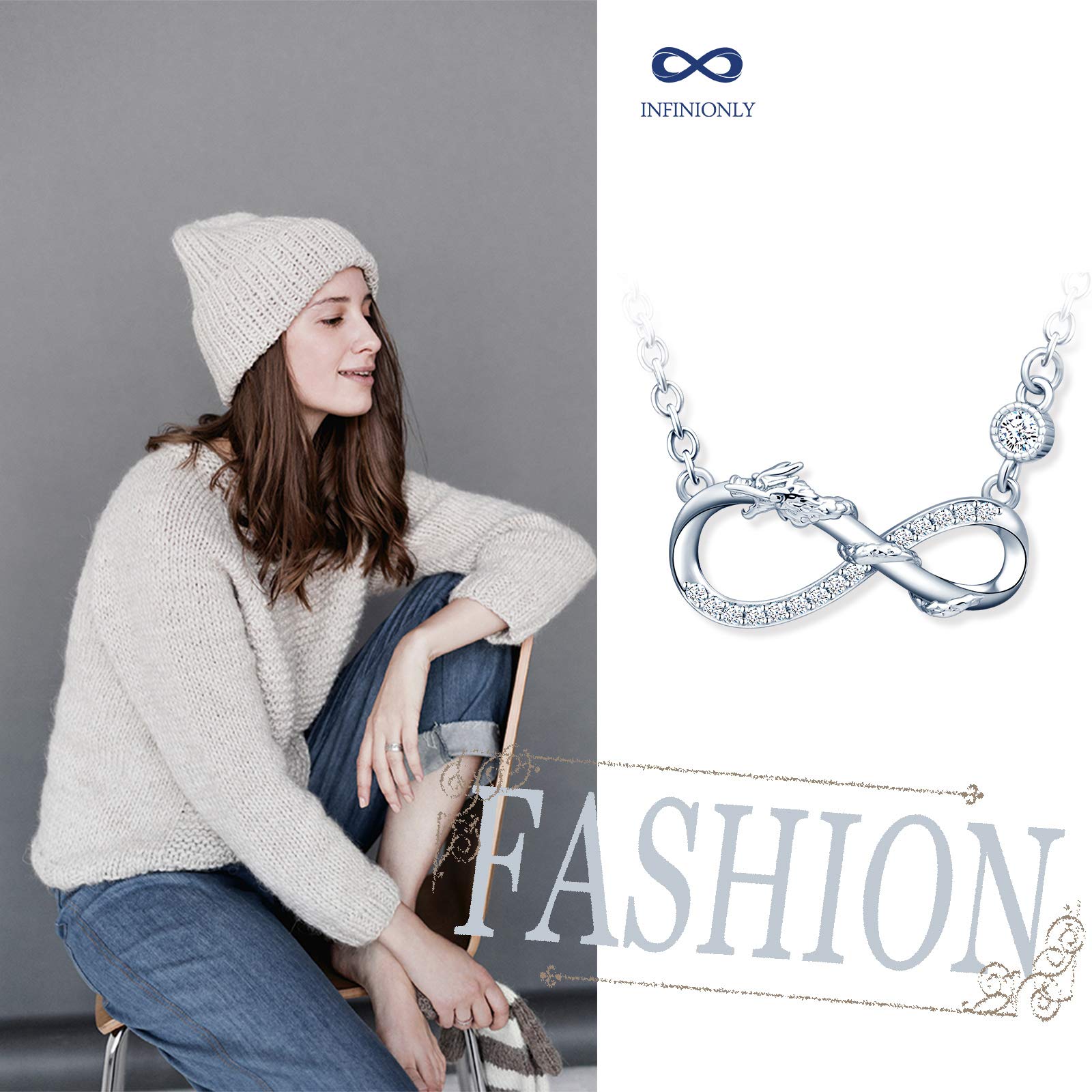 INFINIONLY Fashion Necklaces collana infinito argento
