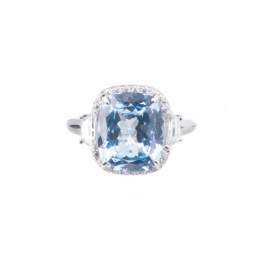 Chic Ad Hoc Anello argento spinello acquamarina