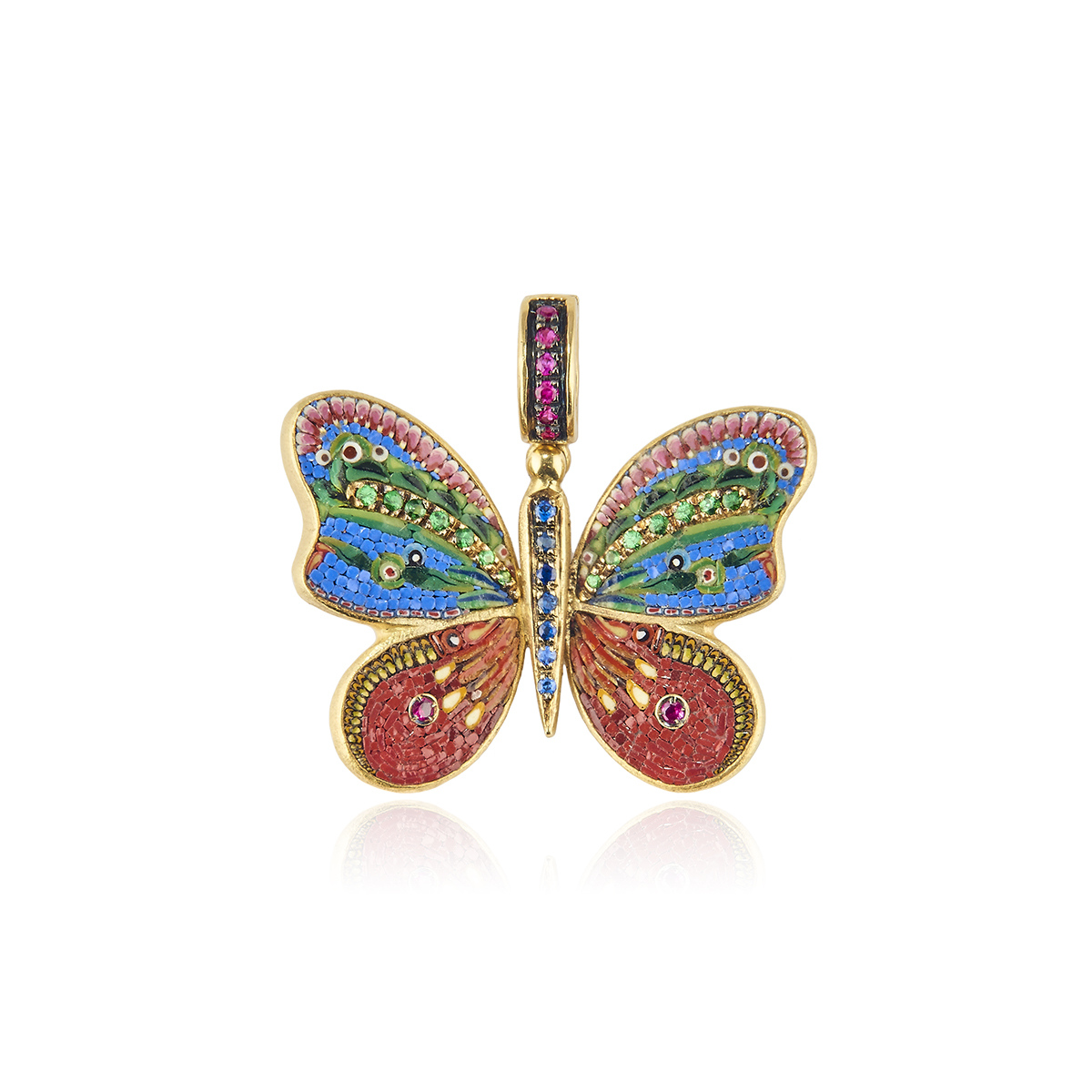 Le Sibille Mariposa Big Pendant farfalla oro zaffiri