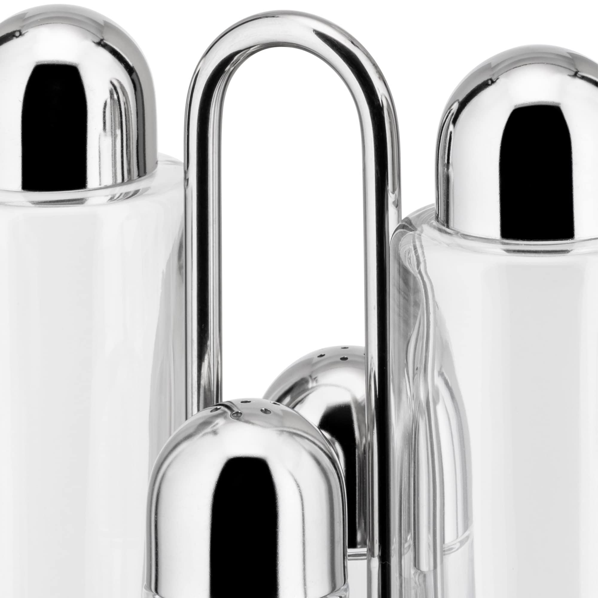 Alessi 5070 set portacondimenti acciaio e vetro 4 pezzi