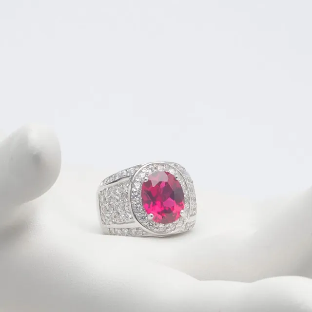 Chic Ad Hoc Anelli Anello Fascia Argento Rosso Rubino