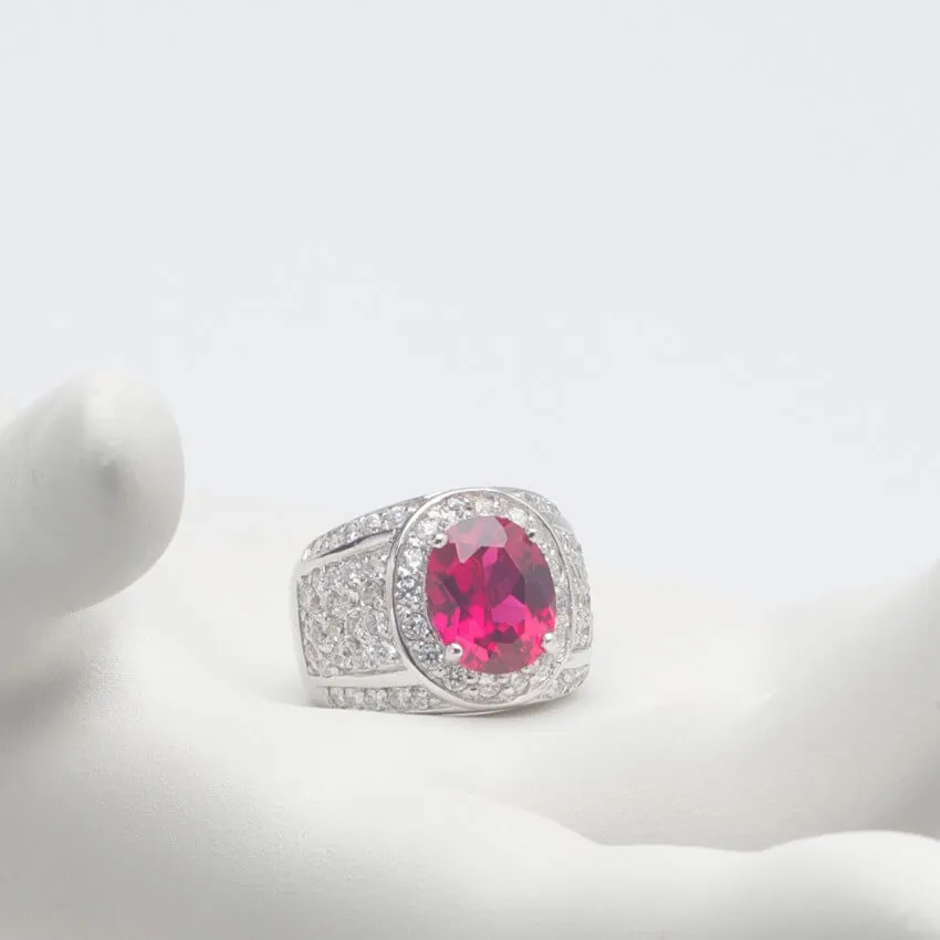 Chic Ad Hoc Anelli Anello Fascia Argento Rosso Rubino