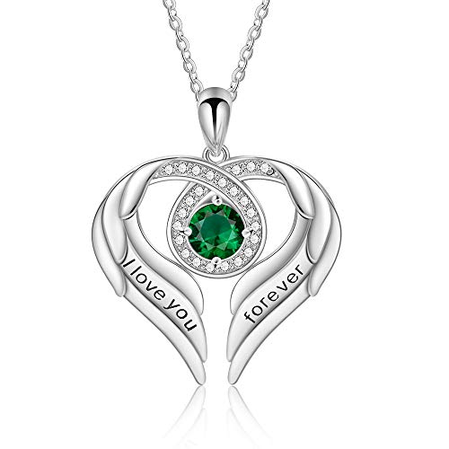 Jessemade Gioielli Collana Argento 925 Ala Cuore Zirconi