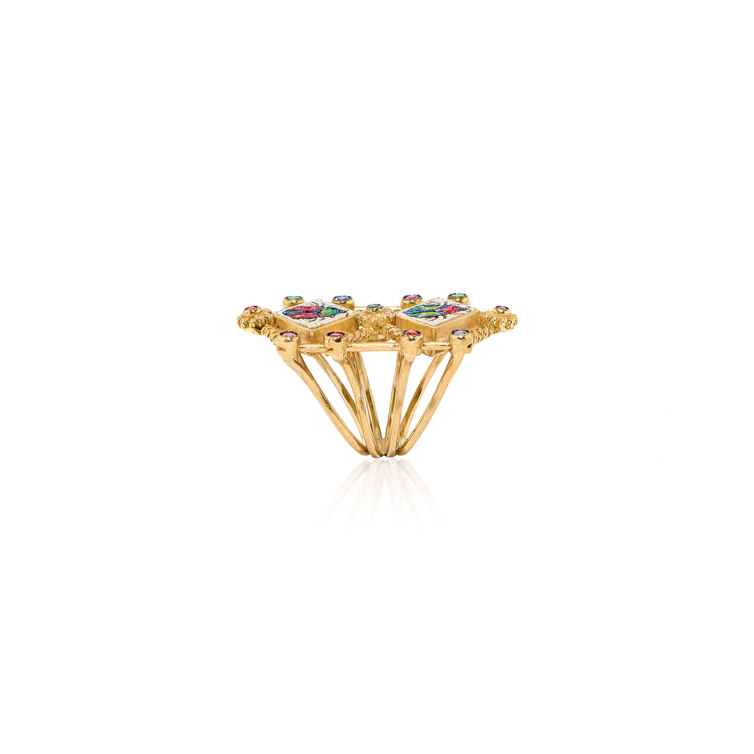 Le Sibille Aton Ra Anello in oro 18 ct con rubini e zaffiri